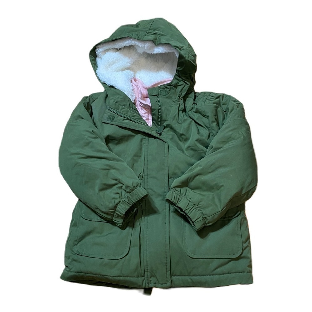 Wonder Nation 4T Winter Coat 2 in 1 Pink Green Hooded Full Zip Jacket NEW